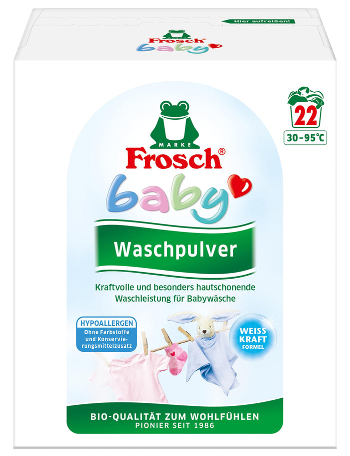 Frosch Baby Waschpulver, hypoallerne Rezeptur mit Kamilleauszügen, für Allergiker und Babies